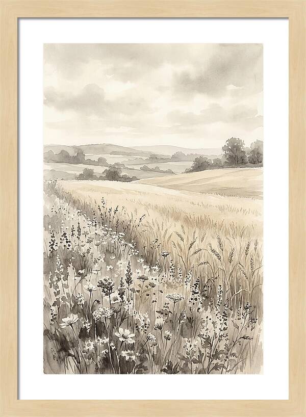 Wildflower Strip Along Golden Wheat Field