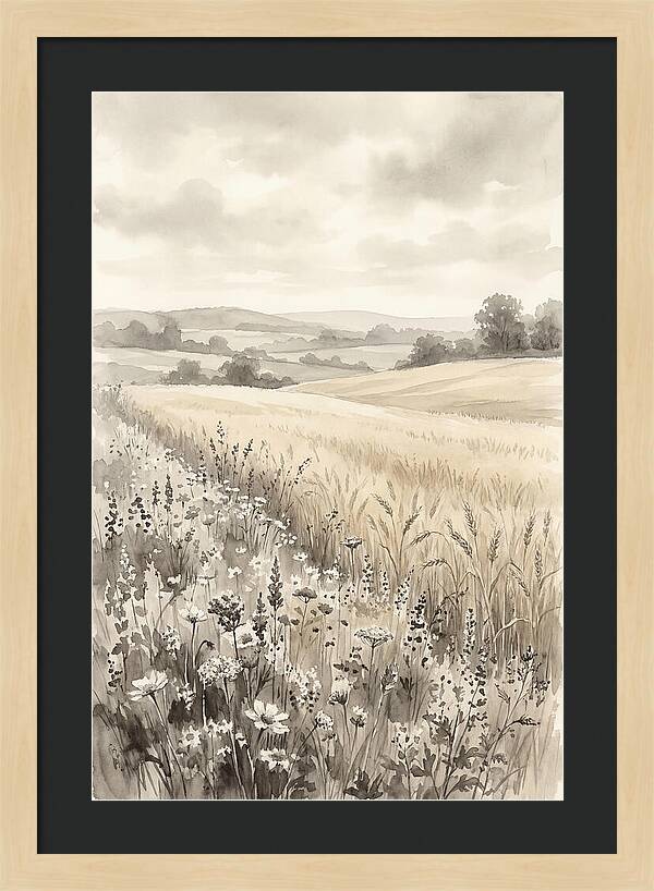 Wildflower Strip Along Golden Wheat Field