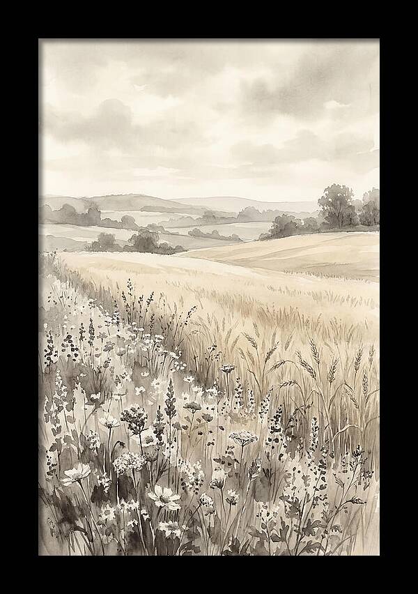 Wildflower Strip Along Golden Wheat Field