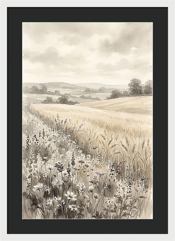 Wildflower Strip Along Golden Wheat Field