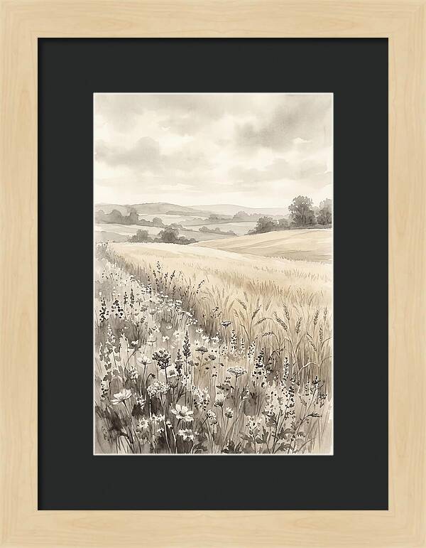 Wildflower Strip Along Golden Wheat Field