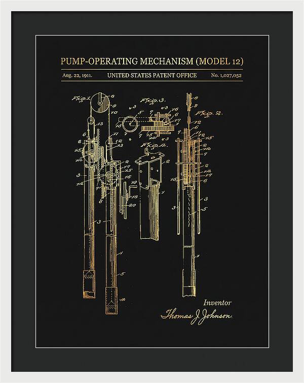 Winchester Model 12 Pump Mechanism Gold Patent Us1027052
