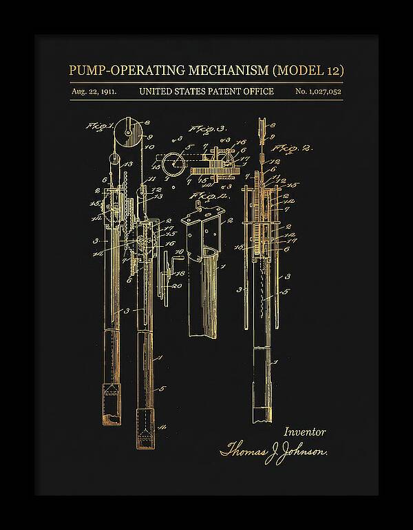 Winchester Model 12 Pump Mechanism Gold Patent Us1027052
