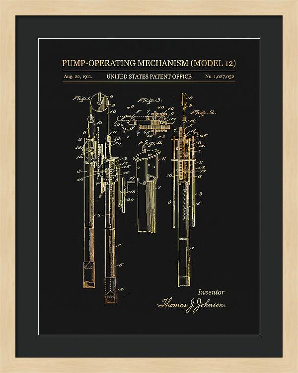 Winchester Model 12 Pump Mechanism Gold Patent Us1027052
