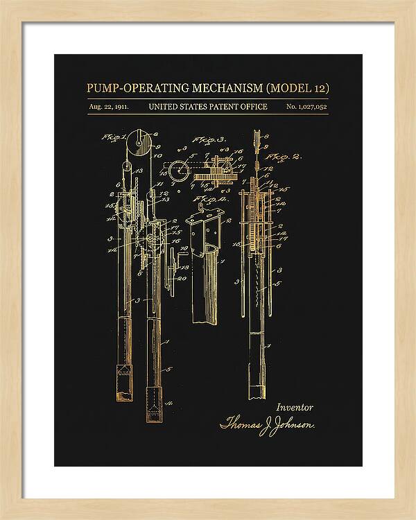 Winchester Model 12 Pump Mechanism Gold Patent Us1027052