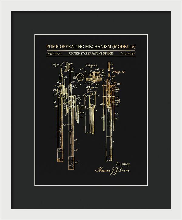 Winchester Model 12 Pump Mechanism Gold Patent Us1027052