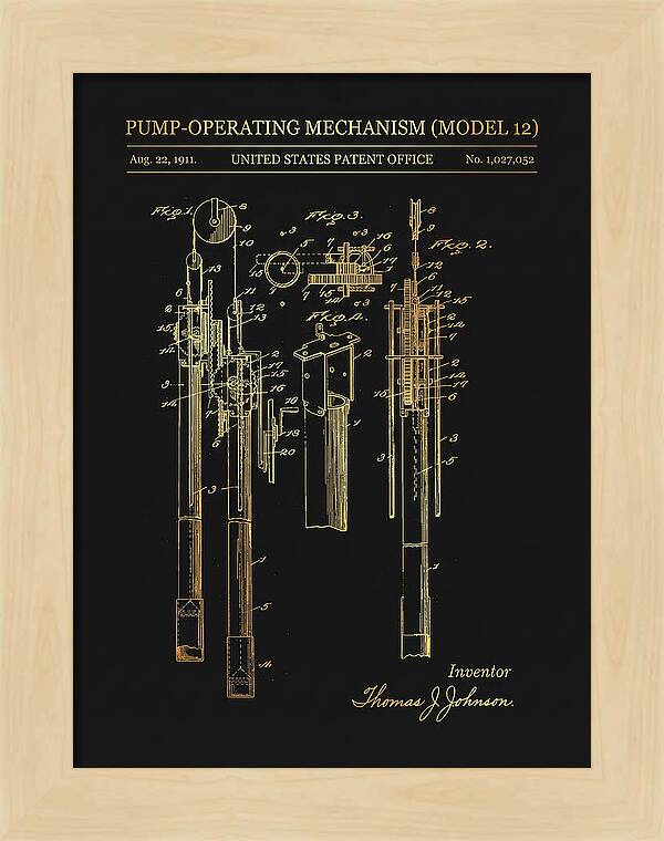 Winchester Model 12 Pump Mechanism Gold Patent Us1027052