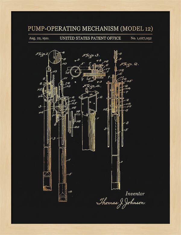 Winchester Model 12 Pump Mechanism Gold Patent Us1027052