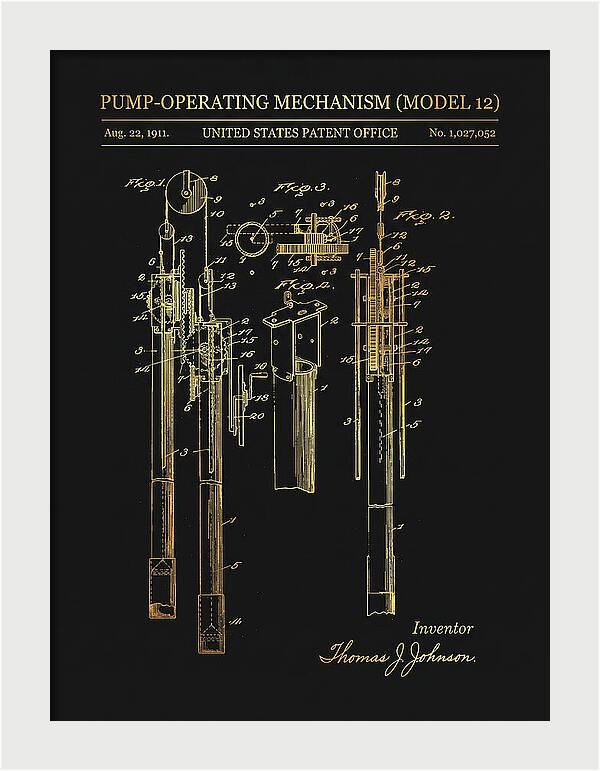 Winchester Model 12 Pump Mechanism Gold Patent Us1027052
