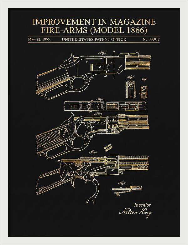 Winchester Model 1866 Rifle Gold Patent Us55012