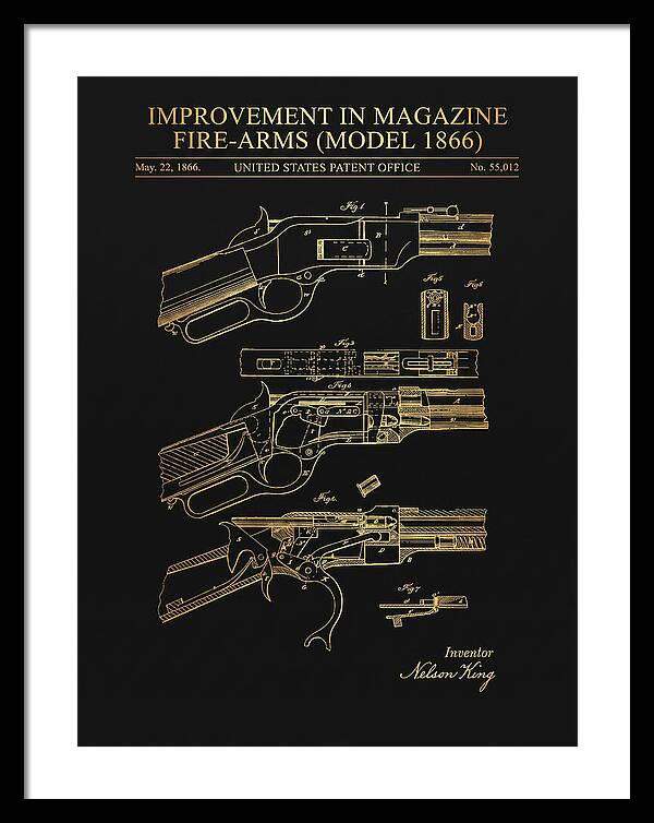 Winchester Model 1866 Rifle Gold Patent Us55012