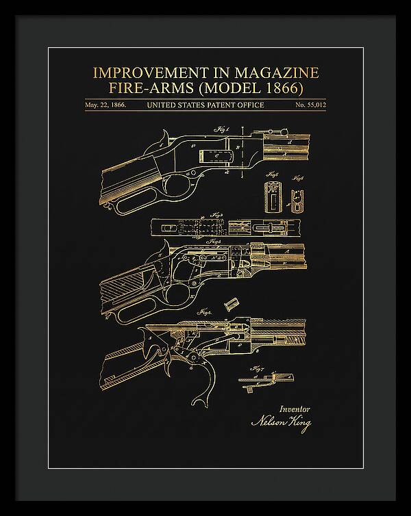 Winchester Model 1866 Rifle Gold Patent Us55012