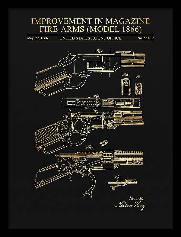 Winchester Model 1866 Rifle Gold Patent Us55012