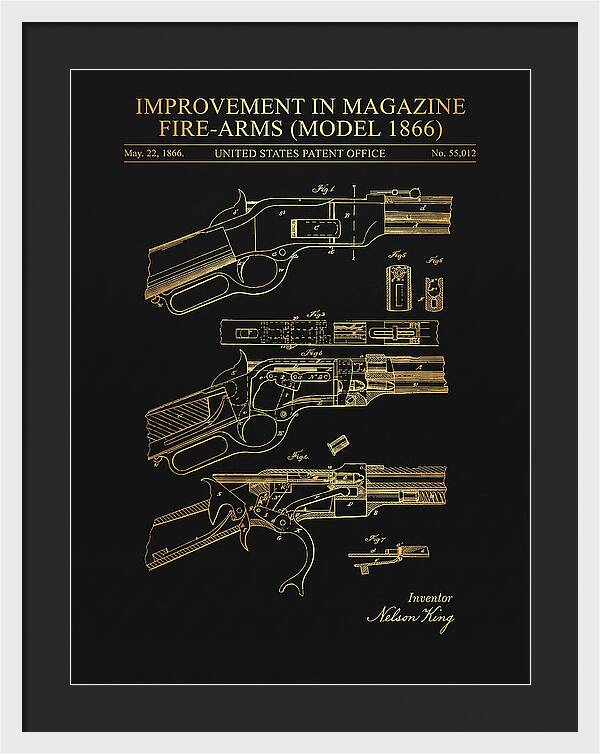 Winchester Model 1866 Rifle Gold Patent Us55012