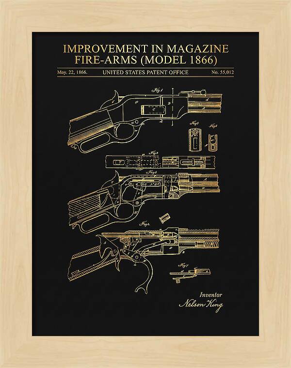 Winchester Model 1866 Rifle Gold Patent Us55012