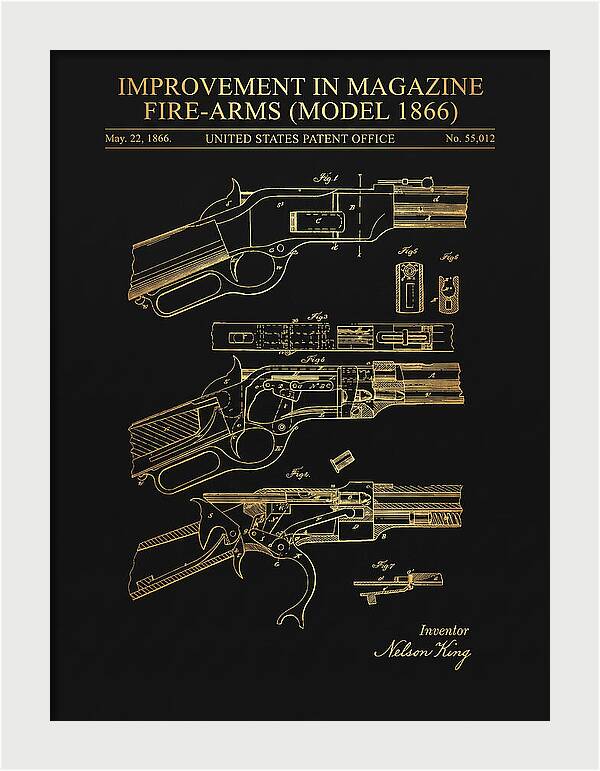 Winchester Model 1866 Rifle Gold Patent Us55012