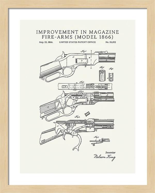 Winchester Model 1866 Rifle Minimalist Patent Us55012