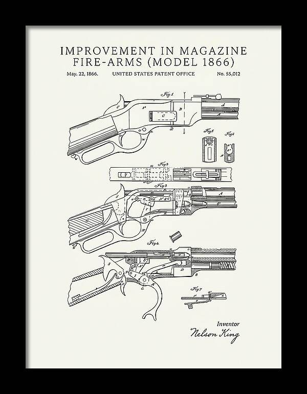 Winchester Model 1866 Rifle Minimalist Patent Us55012