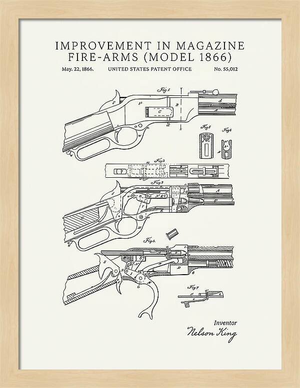 Winchester Model 1866 Rifle Minimalist Patent Us55012