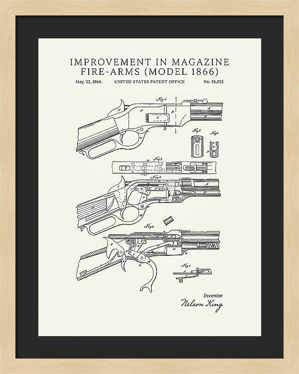 Winchester Model 1866 Rifle Minimalist Patent Us55012