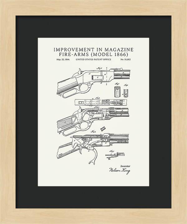 Winchester Model 1866 Rifle Minimalist Patent Us55012