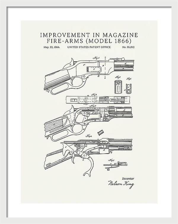 Winchester Model 1866 Rifle Minimalist Patent Us55012
