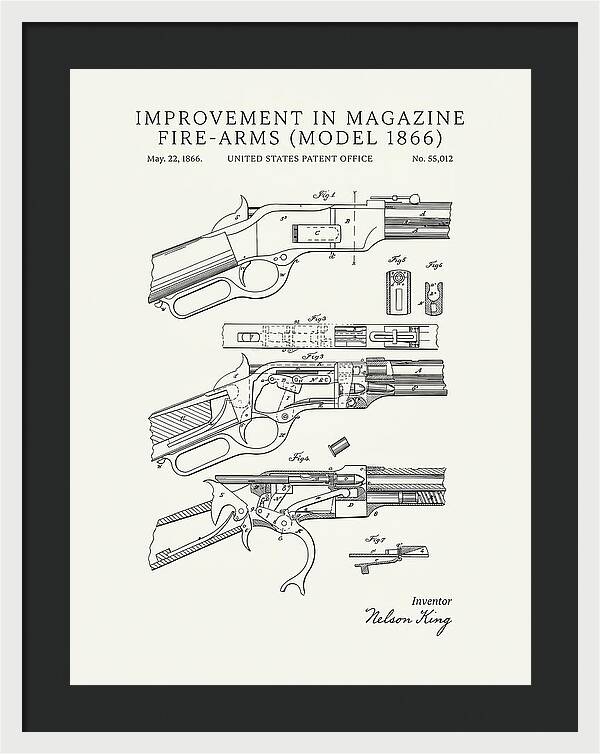 Winchester Model 1866 Rifle Minimalist Patent Us55012