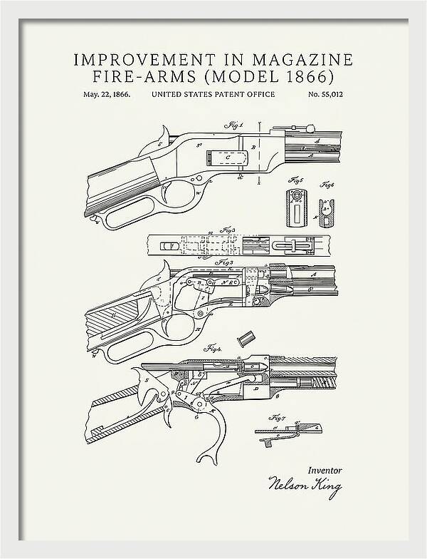 Winchester Model 1866 Rifle Minimalist Patent Us55012