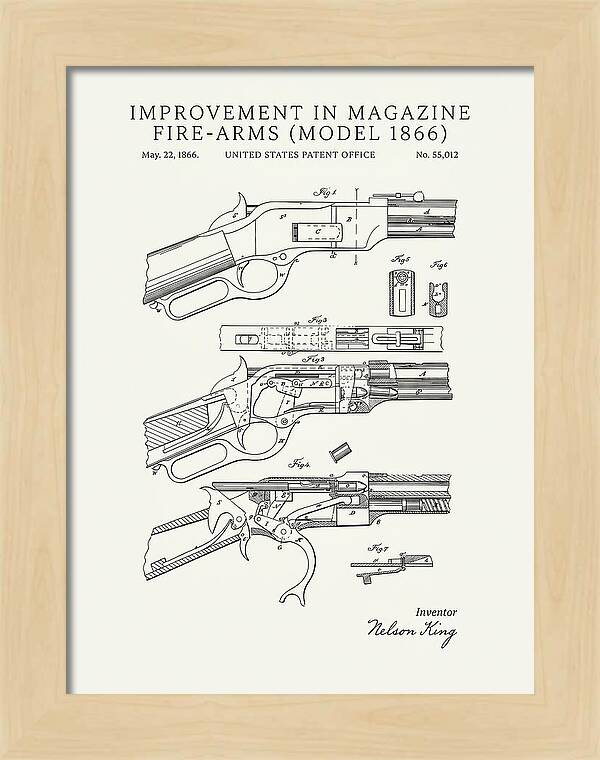 Winchester Model 1866 Rifle Minimalist Patent Us55012