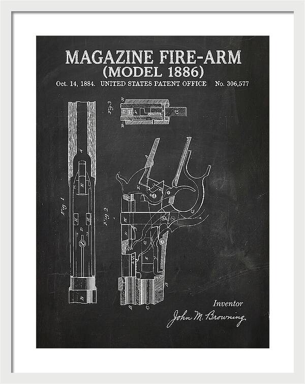 Winchester Model 1886 Rifle Browning Chalkboard Patent Us306577