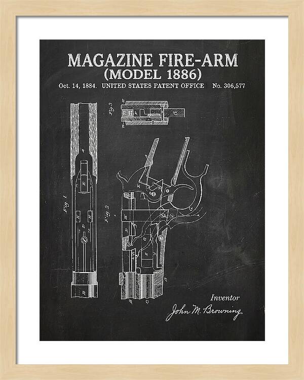 Winchester Model 1886 Rifle Browning Chalkboard Patent Us306577