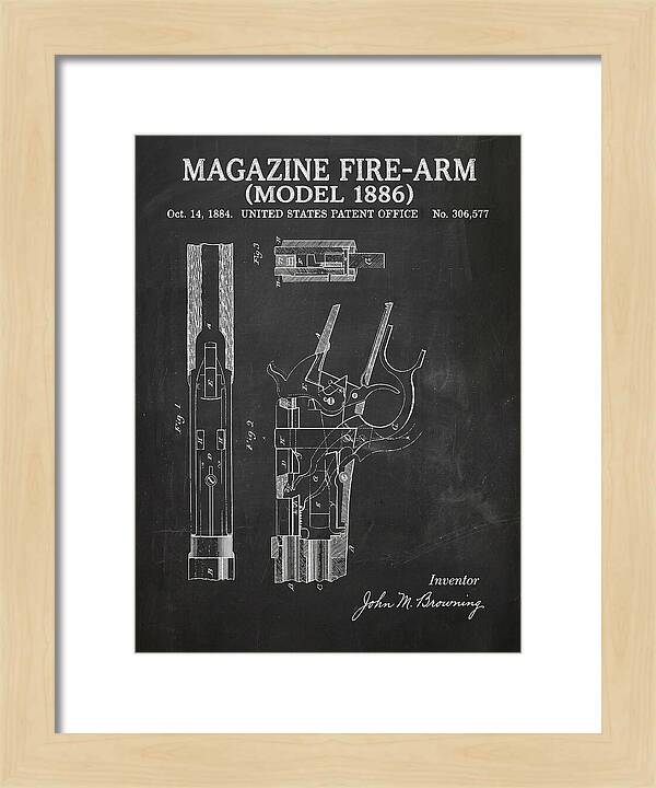 Winchester Model 1886 Rifle Browning Chalkboard Patent Us306577