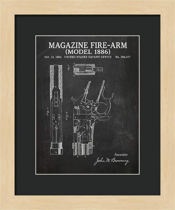 Winchester Model 1886 Rifle Browning Chalkboard Patent Us306577