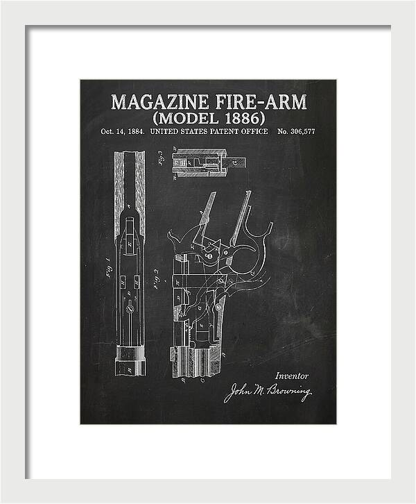 Winchester Model 1886 Rifle Browning Chalkboard Patent Us306577