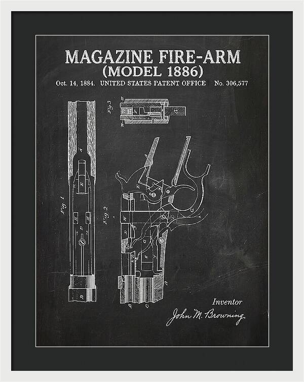Winchester Model 1886 Rifle Browning Chalkboard Patent Us306577