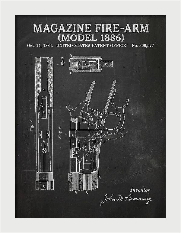 Winchester Model 1886 Rifle Browning Chalkboard Patent Us306577