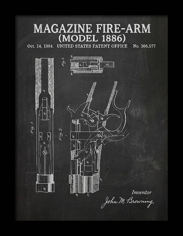 Winchester Model 1886 Rifle Browning Chalkboard Patent Us306577