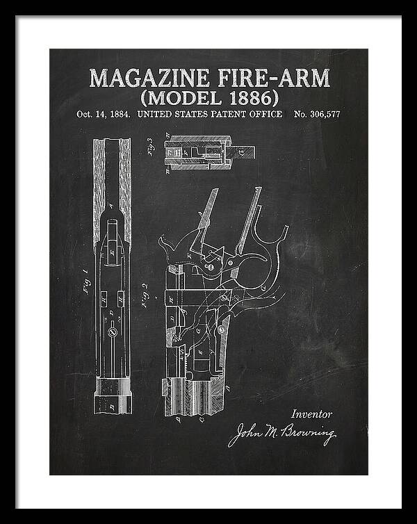 Winchester Model 1886 Rifle Browning Chalkboard Patent Us306577