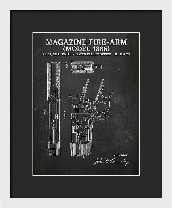 Winchester Model 1886 Rifle Browning Chalkboard Patent Us306577