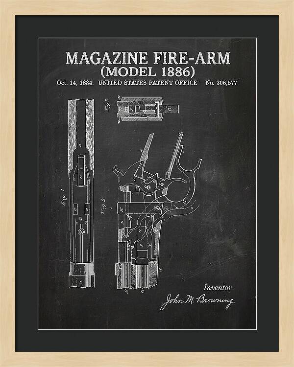 Winchester Model 1886 Rifle Browning Chalkboard Patent Us306577