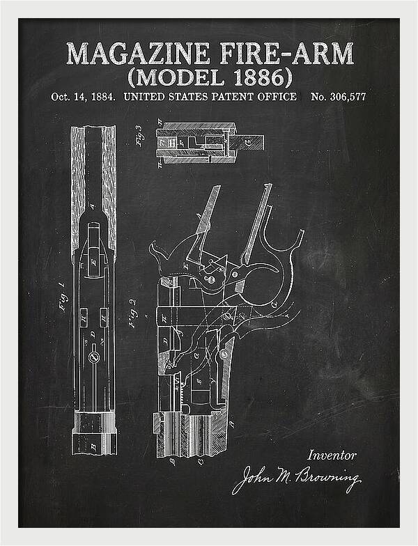 Winchester Model 1886 Rifle Browning Chalkboard Patent Us306577