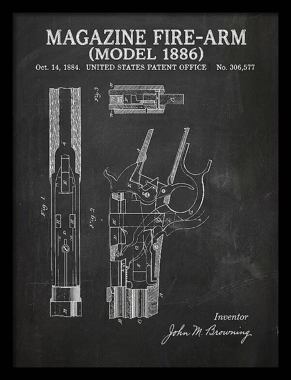Winchester Model 1886 Rifle Browning Chalkboard Patent Us306577