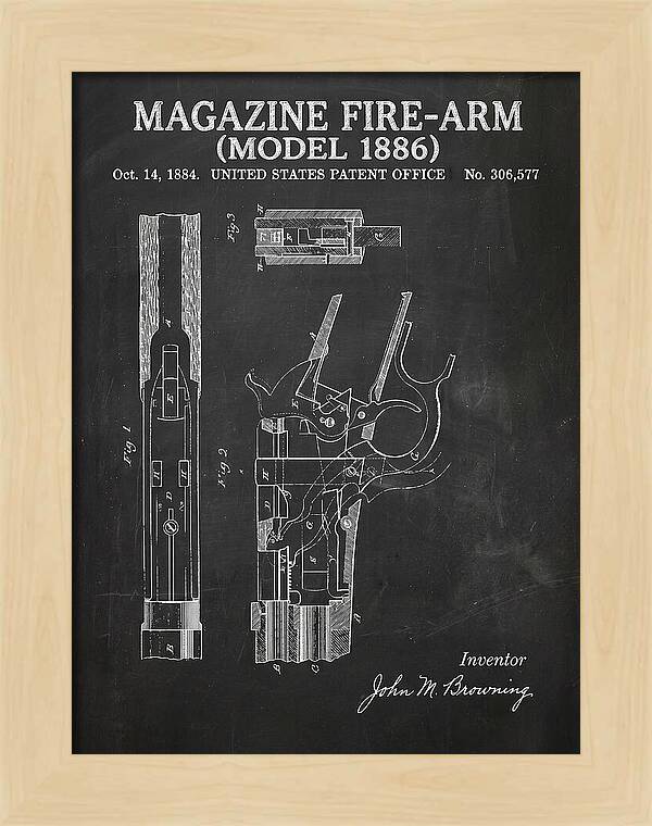 Winchester Model 1886 Rifle Browning Chalkboard Patent Us306577