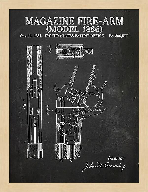Winchester Model 1886 Rifle Browning Chalkboard Patent Us306577