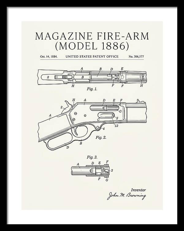 Winchester Model 1886 Rifle Browning Minimalist Patent Us306577