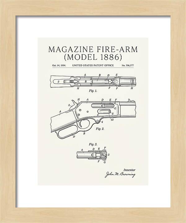 Winchester Model 1886 Rifle Browning Minimalist Patent Us306577