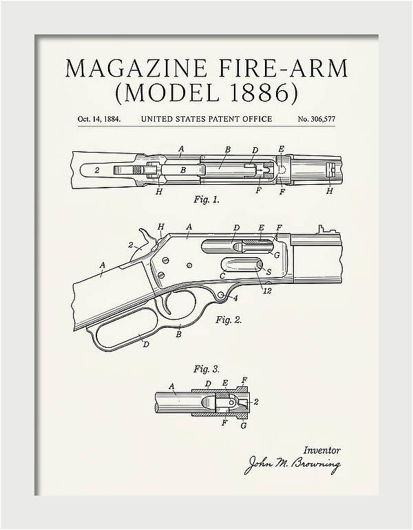 Winchester Model 1886 Rifle Browning Minimalist Patent Us306577