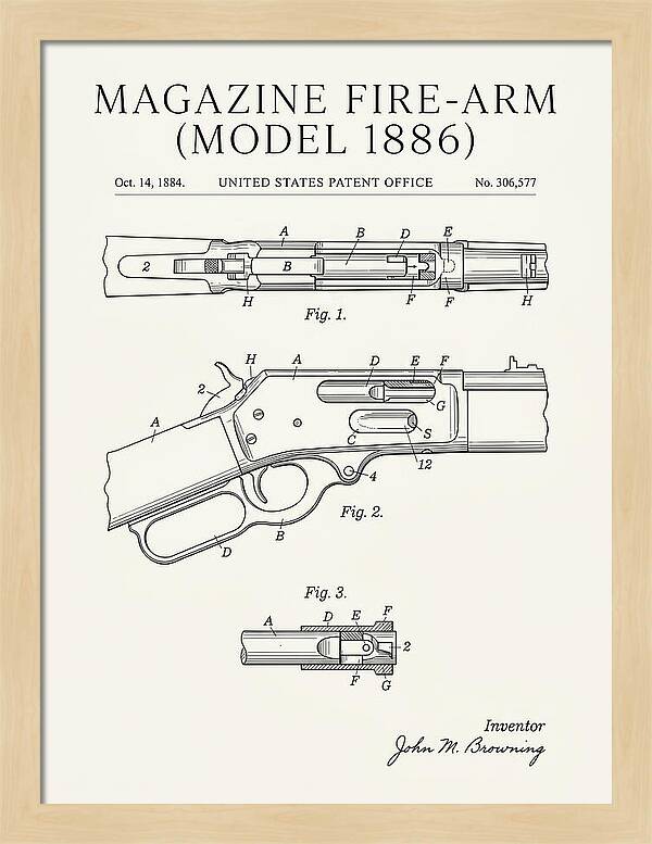 Winchester Model 1886 Rifle Browning Minimalist Patent Us306577