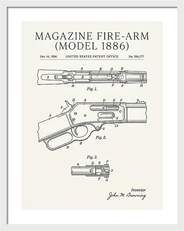 Winchester Model 1886 Rifle Browning Minimalist Patent Us306577