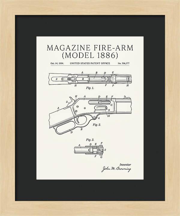 Winchester Model 1886 Rifle Browning Minimalist Patent Us306577